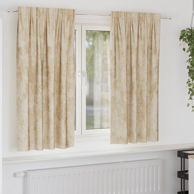 Zasłony z weluru z zasłonami 2 pcs Kremowy 175 x 140 cm Aksamit vidaXL