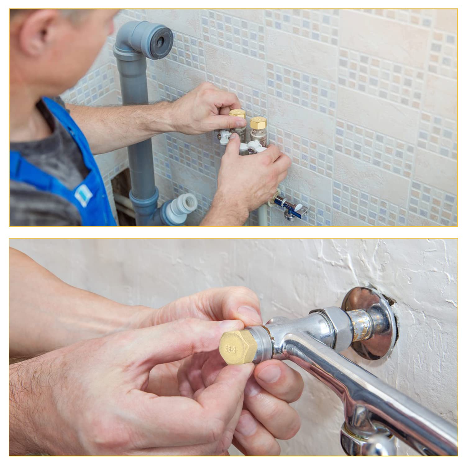 Tappi In Ottone G1/8 - Set 6 Pezzi Con Nastro Teflon (Filettatura Esterna, Per Idraulica)