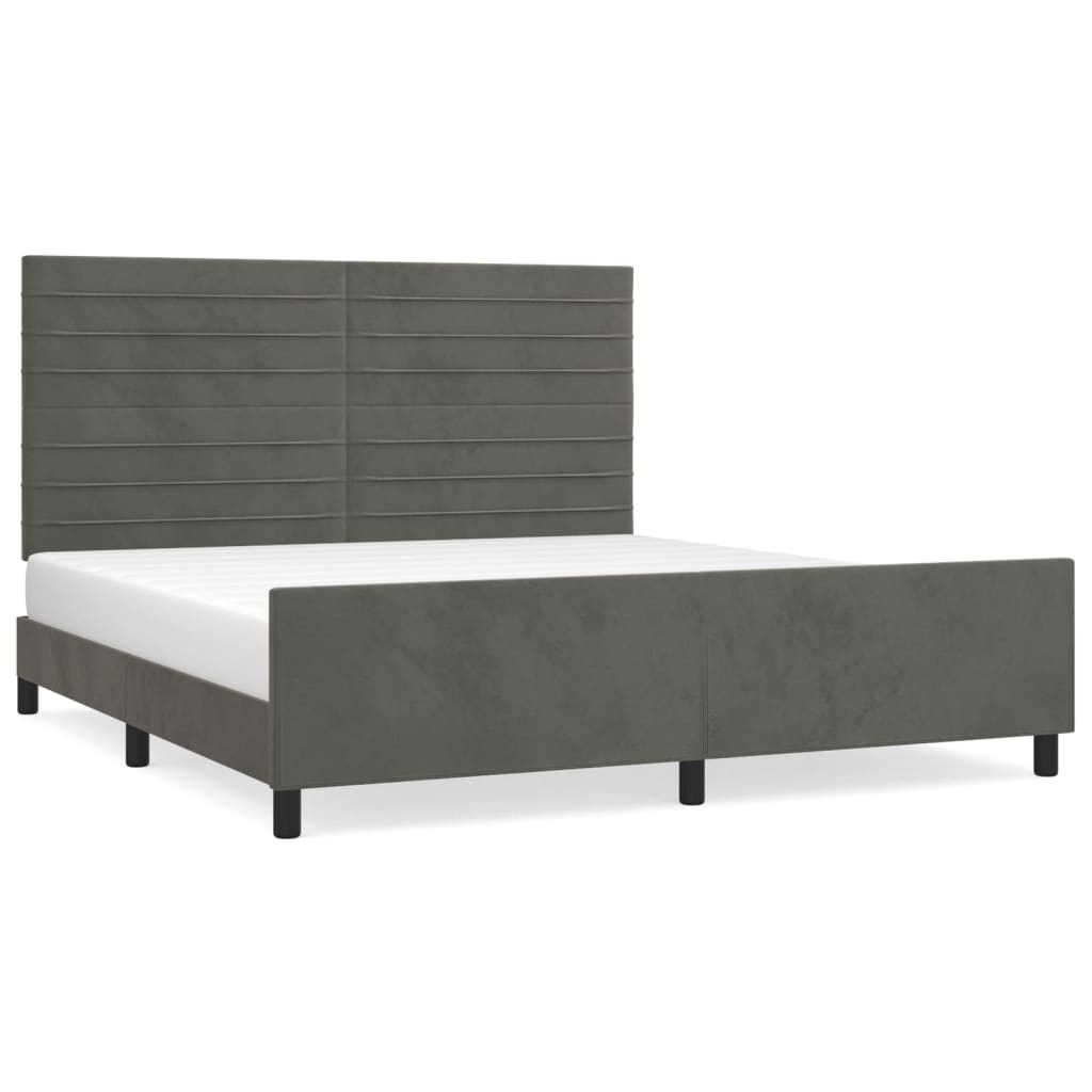 Cadre de lit sans matelas gris foncé 160 x 200 cm en velours - 2