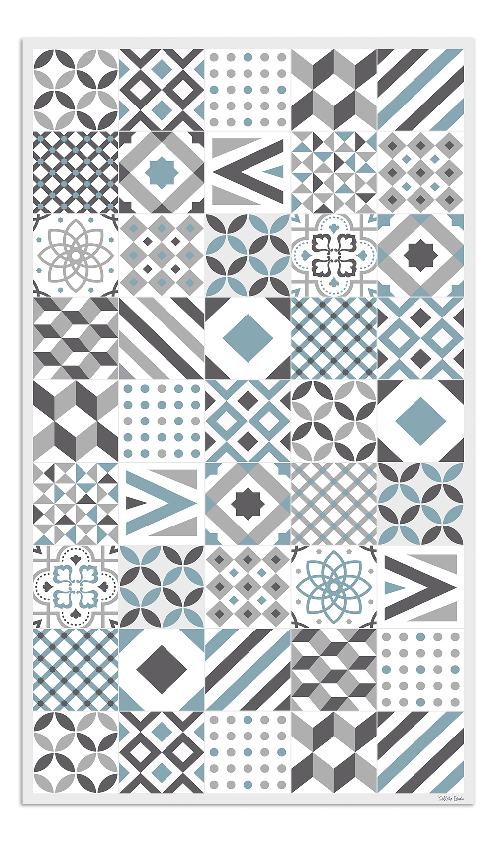 Alfombra de vinilo hidráulica 18 azul 65x140 cm pvc cocina salón comedor