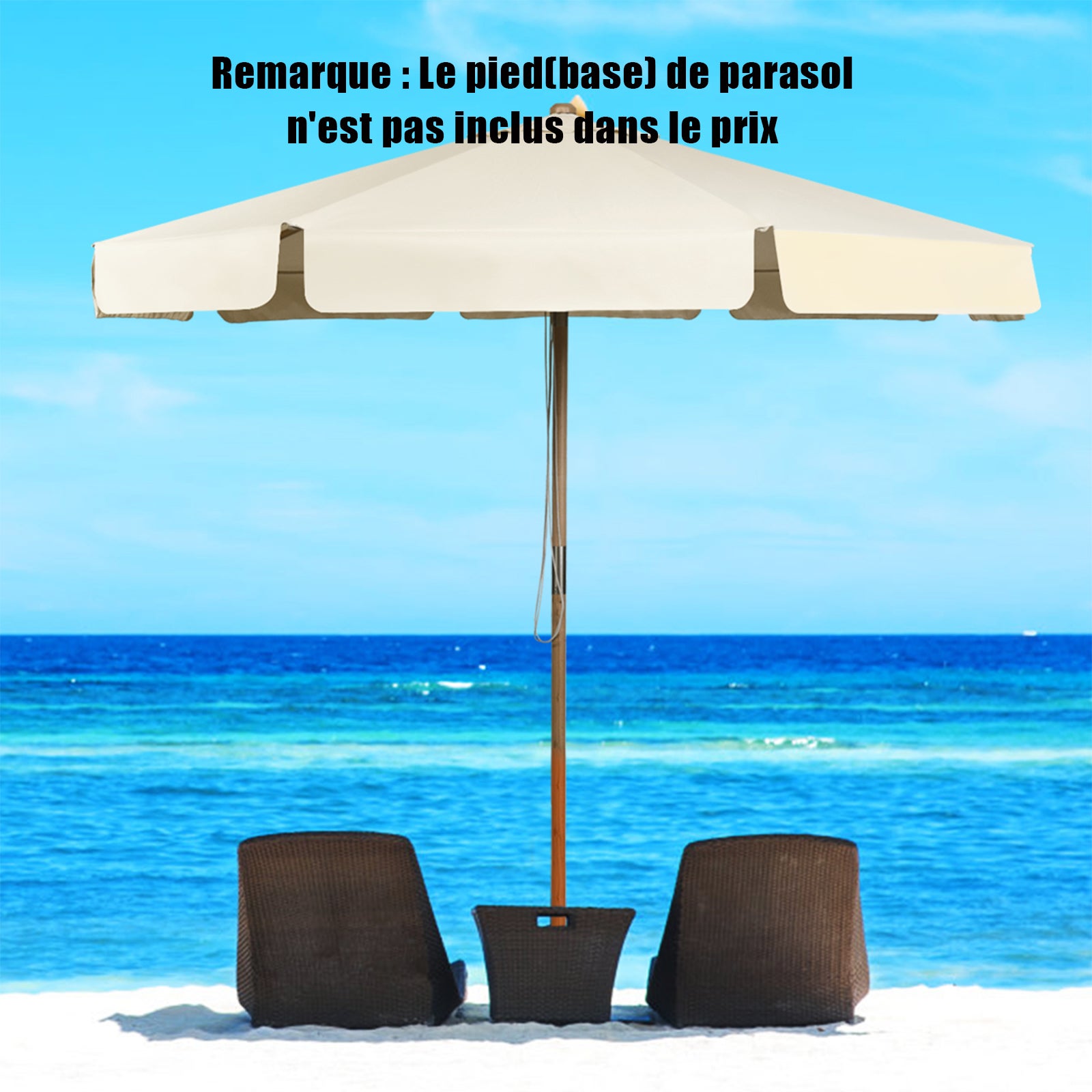 parasol inclinable ø300cm avec manivelle anti-uv,protection solaire toile polyester imperméable pour jardin,terrasse, balcon - 7