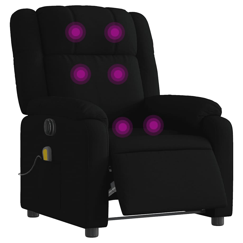 Fauteuil de massage inclinable électrique noir en tissu - 3