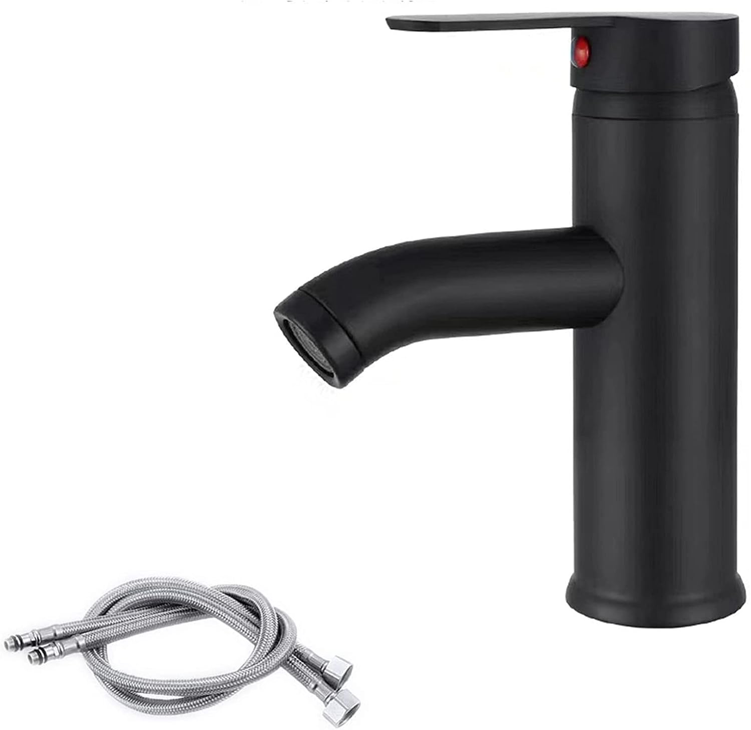 Czarny kwadratowy kran umywalkowy, czarny kran umywalkowy, stalowy kran mieszaczowy do wody ciepłej i zimnej, toaleta, łazienka, umywalka (