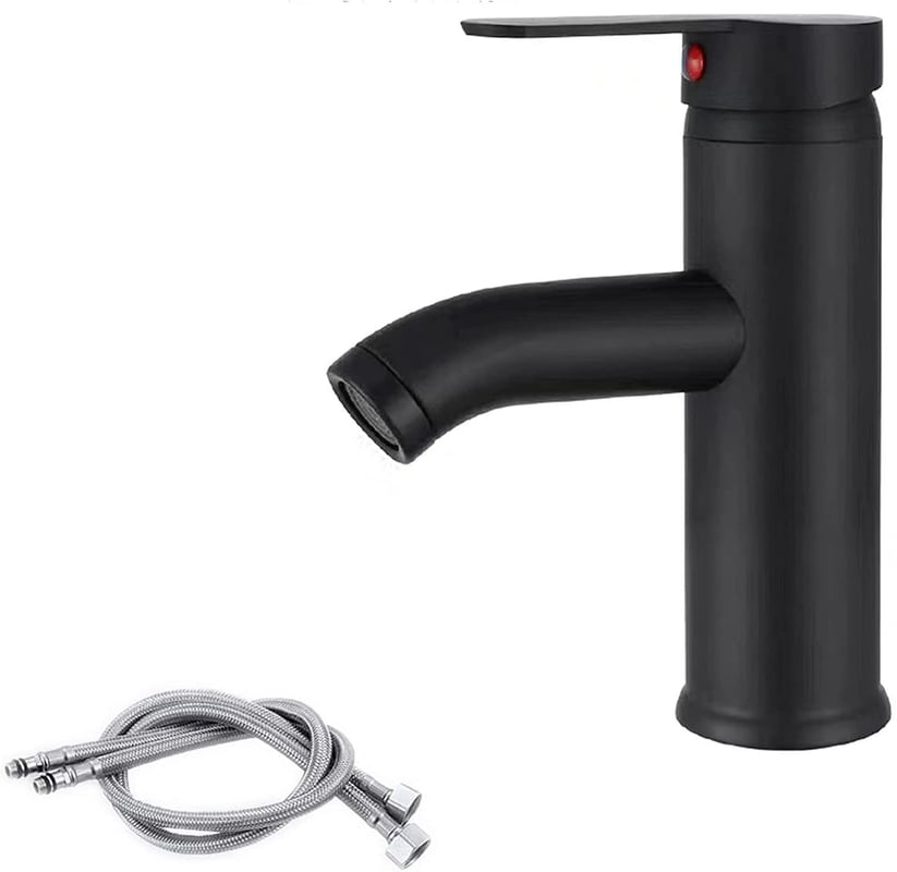 Czarny kwadratowy kran umywalkowy, czarny kran umywalkowy, stalowy kran mieszaczowy do wody ciepłej i zimnej, toaleta, łazienka, umywalka (