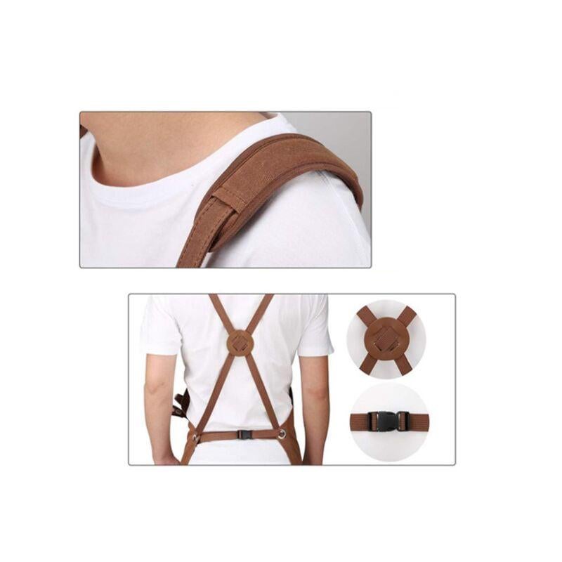 Tablier de soudage, QttvbTna, cuir, 6 poches, résistant à la chaleur - 2