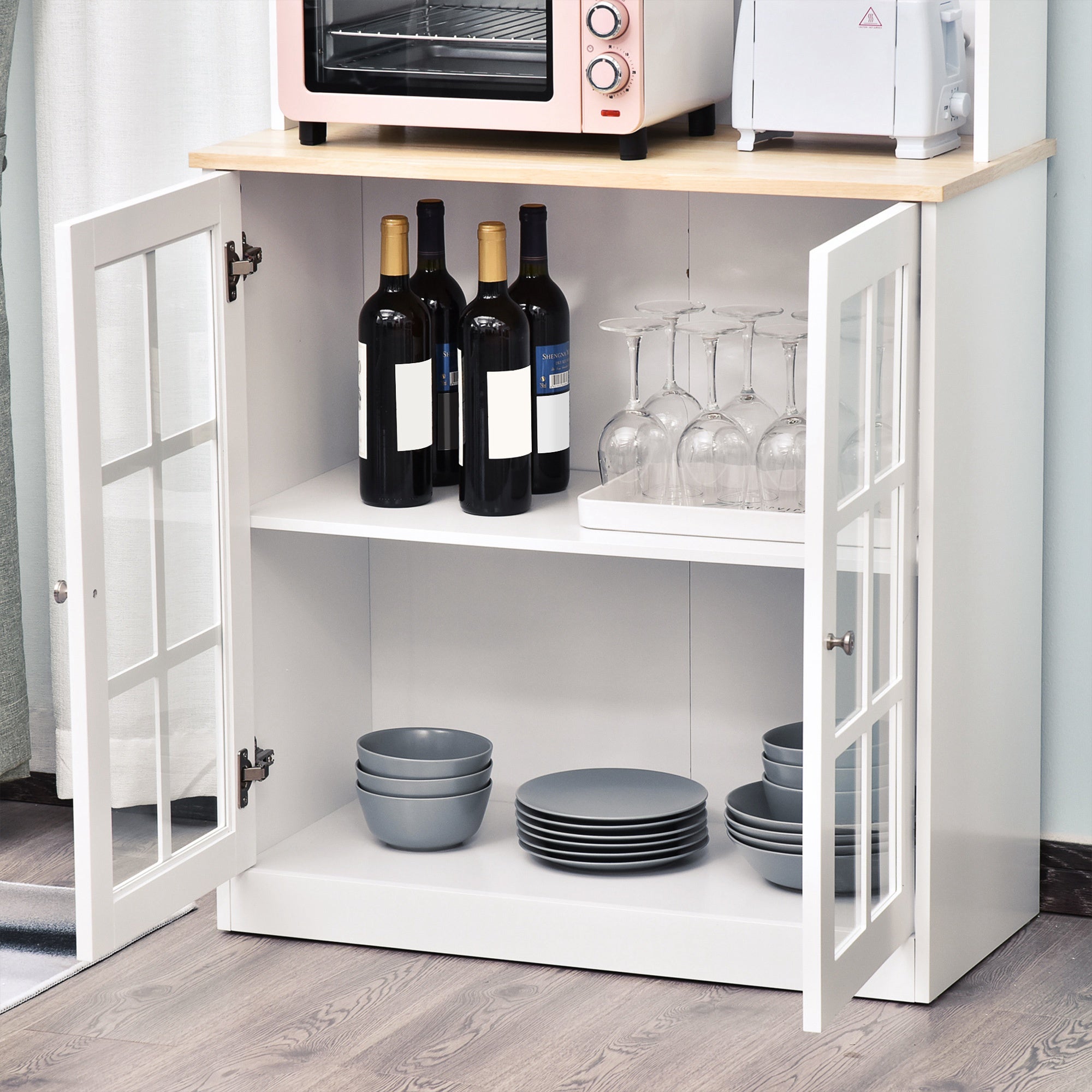 Armario de cocina Homcom blanco 80x37x183 cm MDF - 4