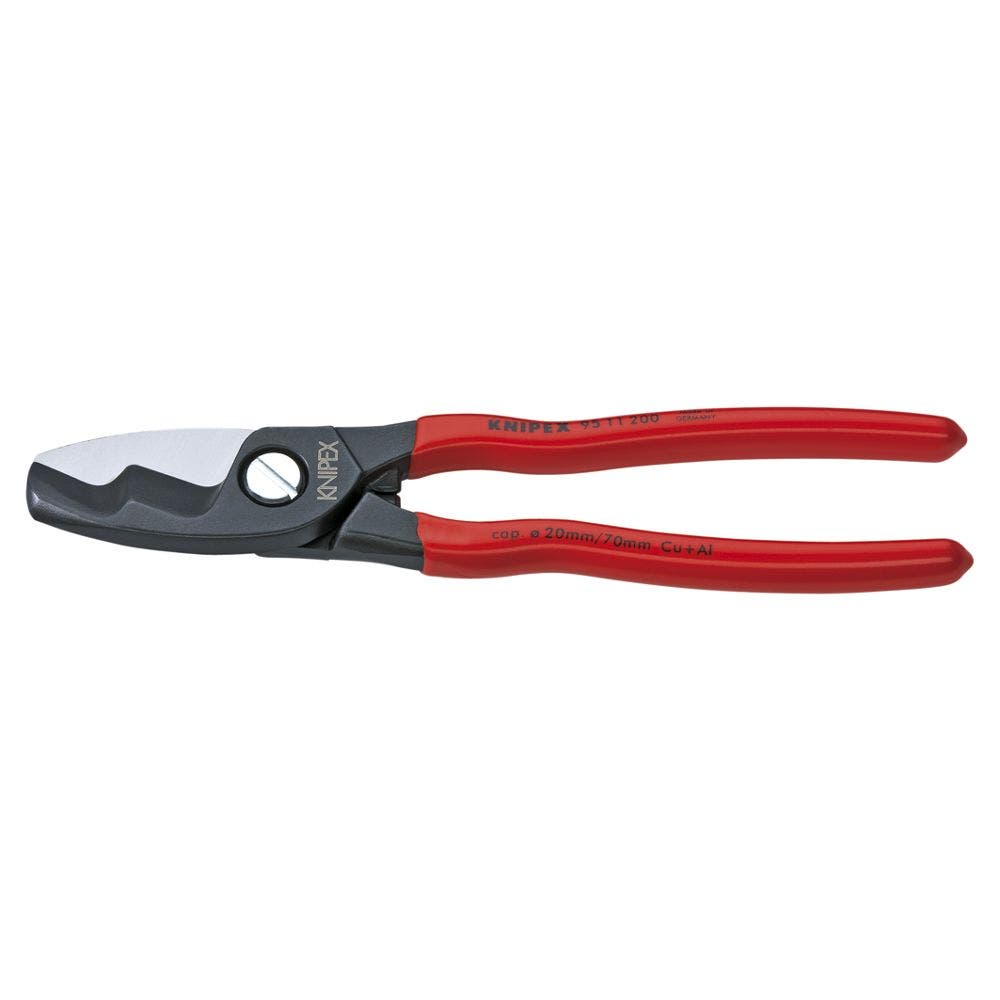Nożyce do kabli Knipex 200 mm ostrza ze stali hartowanej czerwony uchwyt plastikowy