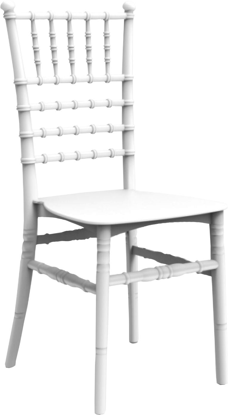 Krzesło Chiavari TIFFANY z białego polipropylenu, model wzmocniony