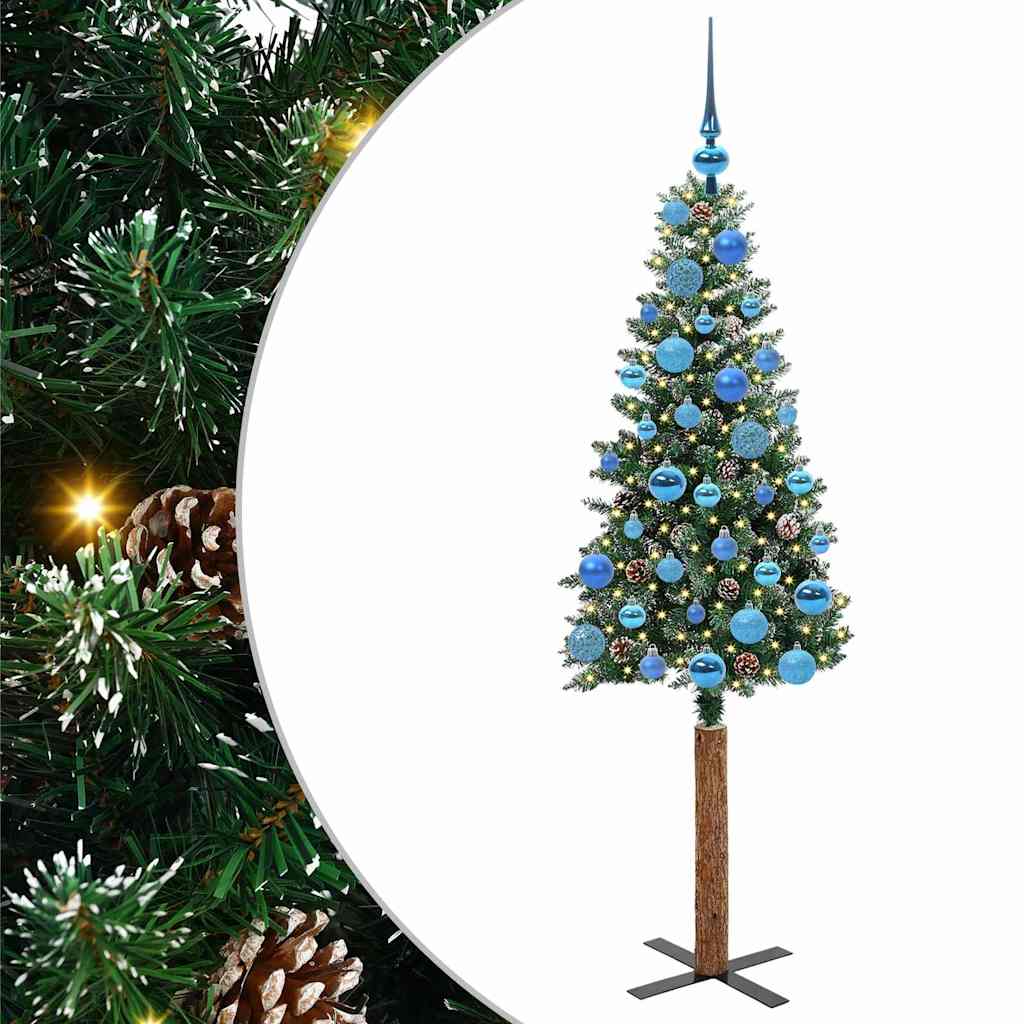 Szczupła Choinka z 150 diodami LED Zielony i Biały 150 cm