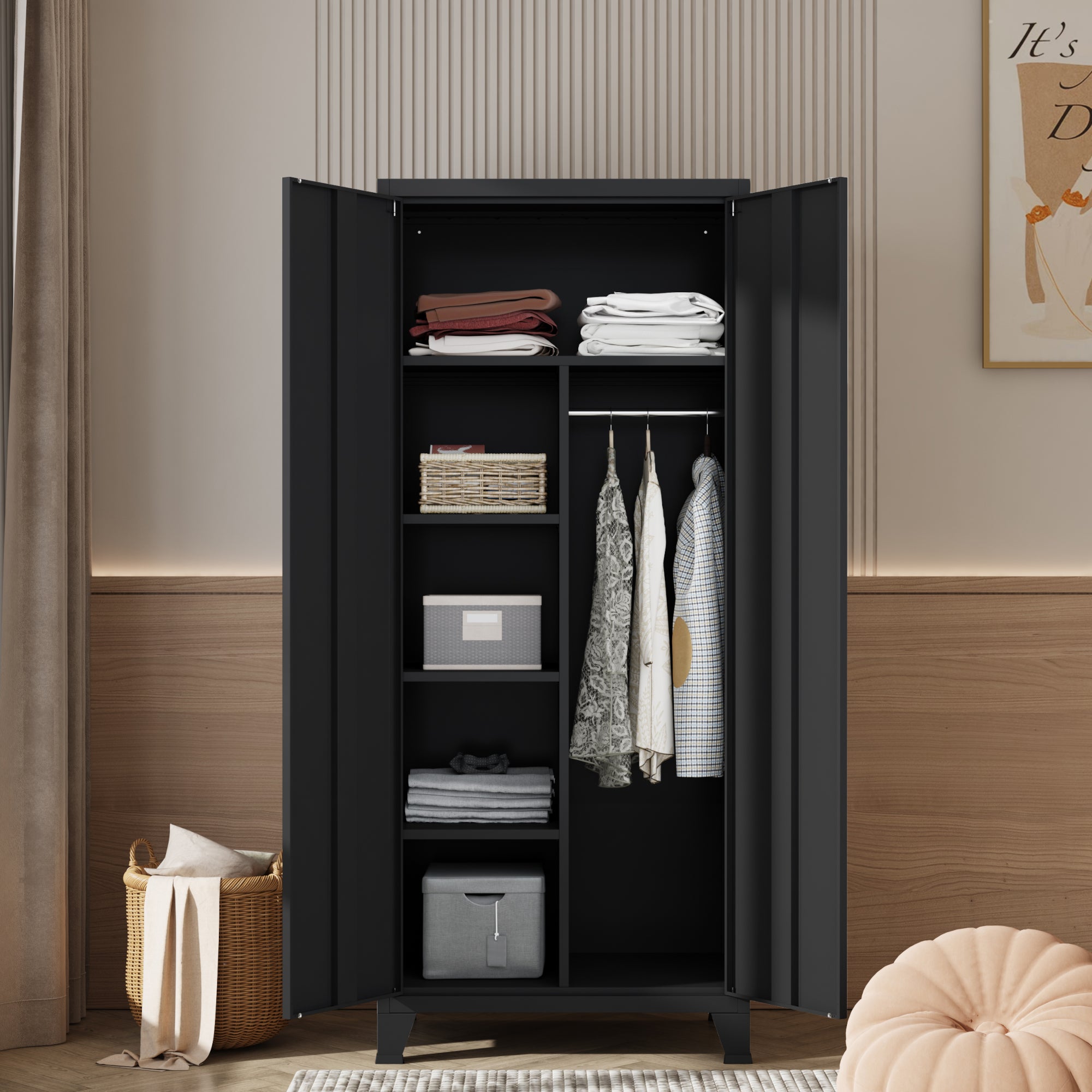 Armoire de chambre Hankasalmi acier 180 x 90 x 40 cm noir [en.casa] - 3