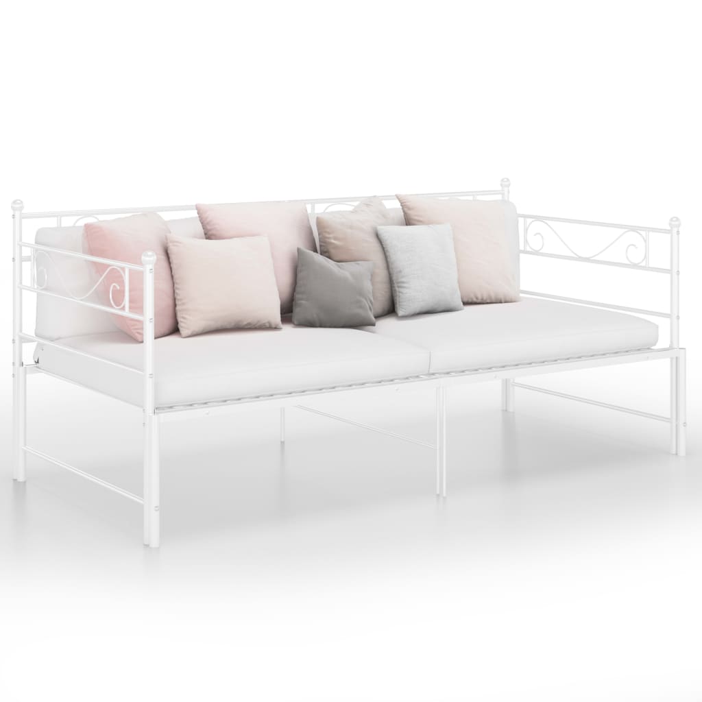 Sofa z wysuwaną ramą łóżka, biała, metalowa, 90x200 cm vidaXL