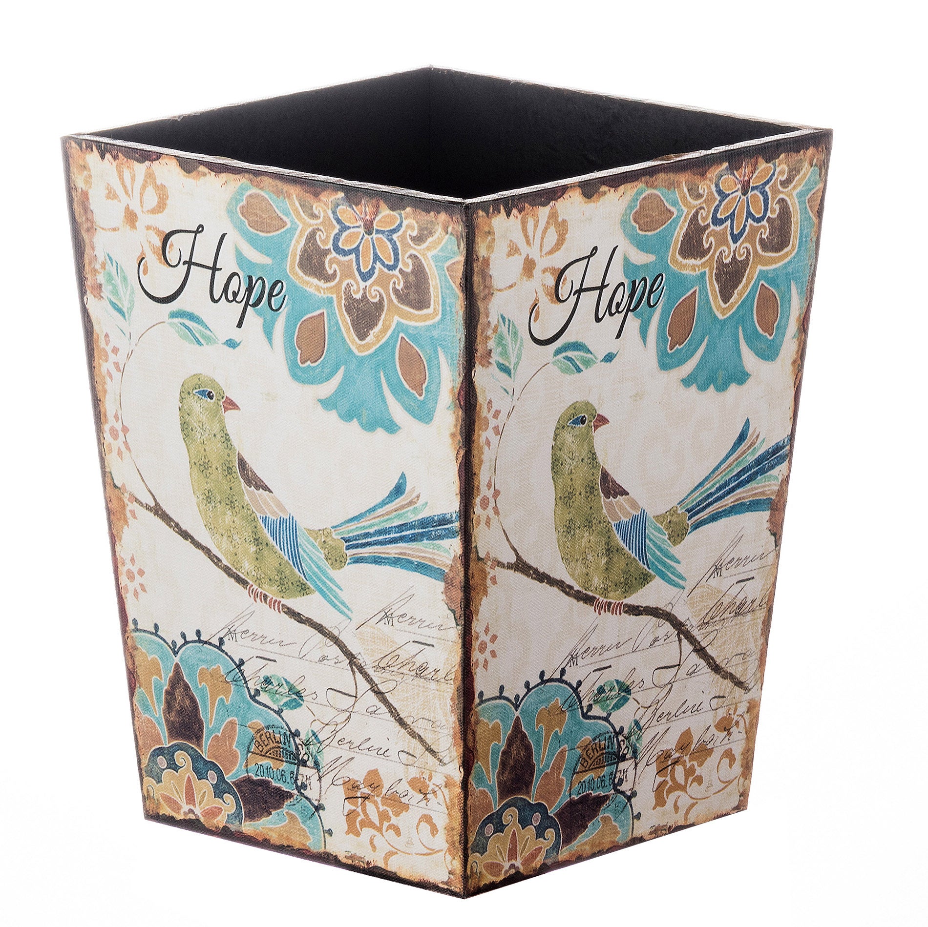 Panier Poubelle De Bureau Mobili Rebecca Gris Jaune Mdf Tissu Retro 26x20x20 - 3