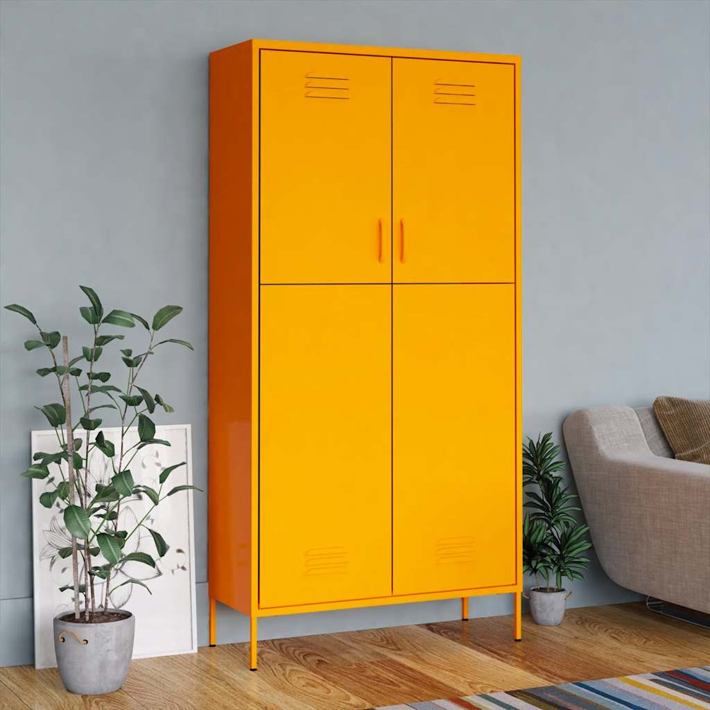 Vidaxl Armario De Acero 90X50x180 Cm Amarillo/Mostaza , Leroy Merlin
