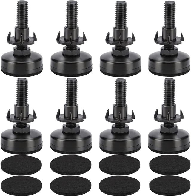 Piedini per piastra per mobili regolabili da 8 pezzi, viti di regolazione, piedini di regolazione con dado a pressione per gambe di mobili in legno