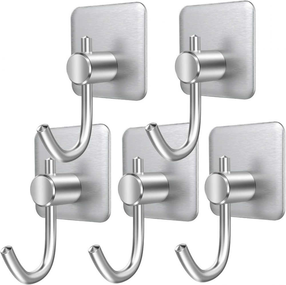 5 sztuk samoprzylepnych haczyków, haki ścienne ze stali nierdzewnej, wodoodporne samoprzylepne wieszaki na ręczniki bez wiercenia do łazienek, kuchni