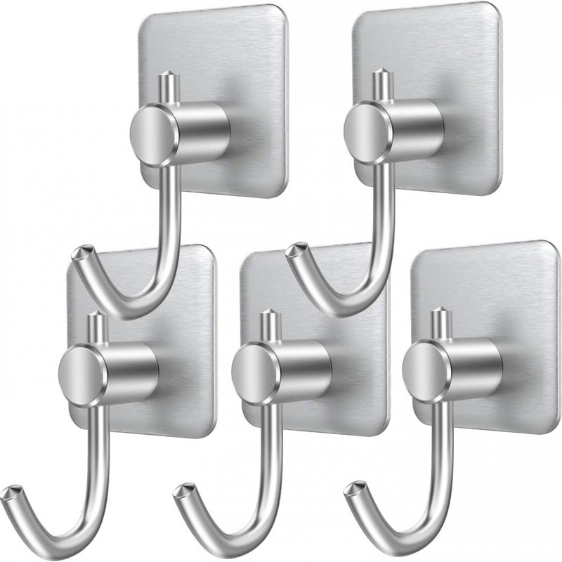 5 sztuk samoprzylepnych haczyków, haki ścienne ze stali nierdzewnej, wodoodporne samoprzylepne wieszaki na ręczniki bez wiercenia do łazienek, kuchni