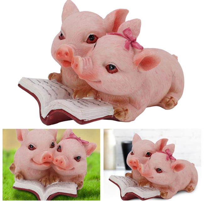 Sculpture de cochon en résine 26 cm, décoration réaliste de cochon accrocheur pour la cour (rose Sculpture de cochon en résine 26 cm, décoration réaliste de cochon accrocheur pour la cour (rose