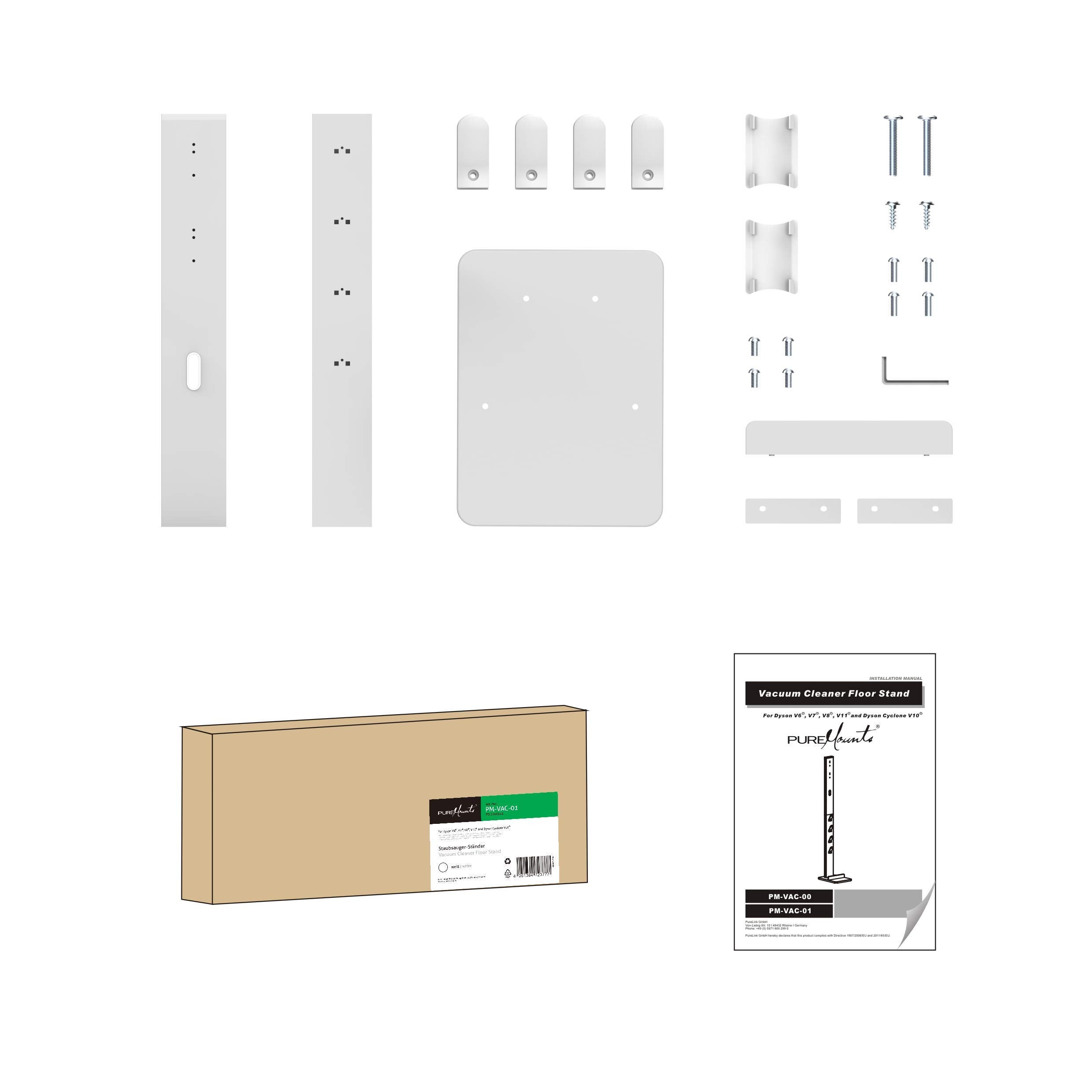 PureMounts PM-VAC-01, Supporto per aspirapolvere, Aluminum, Bianca, 0 decibeles - 3