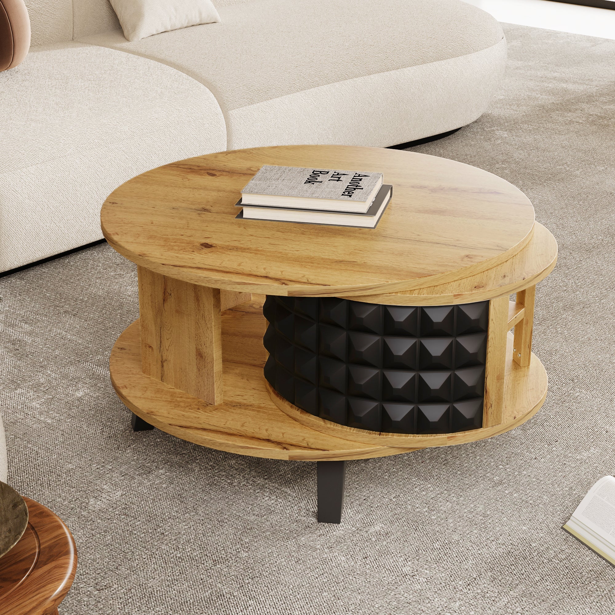 FOLUBAN Table Basse Rectangulaire 100 Cm - Style Industriel Blanc - Bois MDF Et Métal