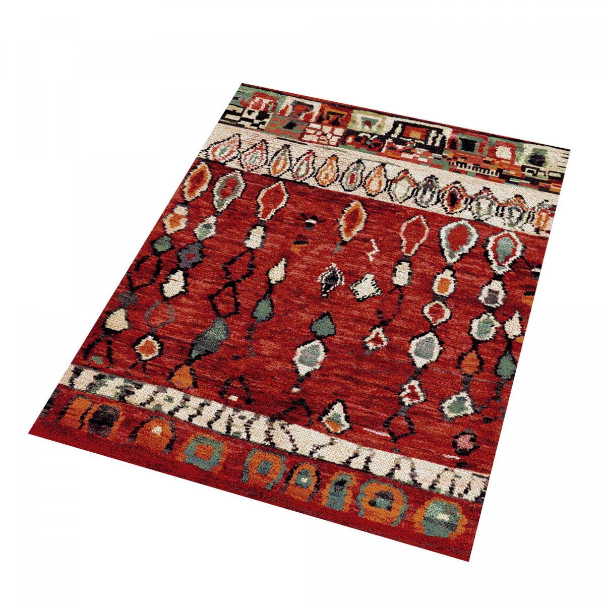 Tapis berbère 160x230 tissé motifs tribaux LYN8 MOROCO rouge - 6