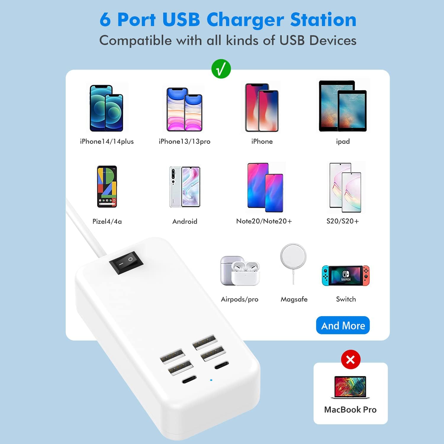 Caricatore USB C da 800 W GaN3 Multiplo - 8 porte USB-C (140 W/100 W/65