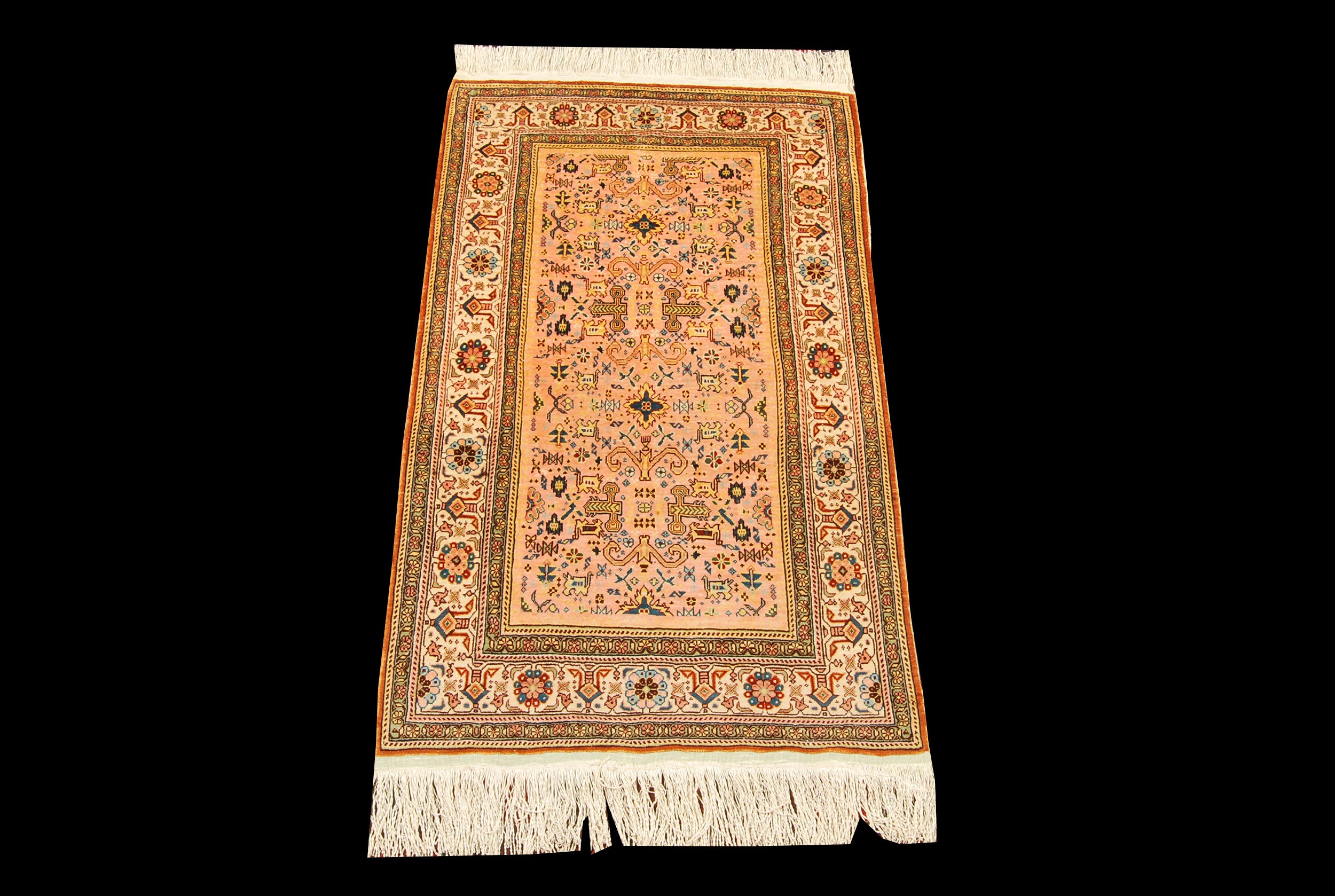 Antyczny dywan Hereche / Hereke Kaysery w 100% jedwabny - Rozmiar 106x65