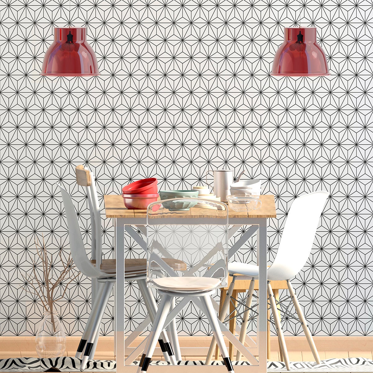 Adesivo carta da parati scandinava alric - Sticker adesivo - adesivi murali - 50x50cm - 3