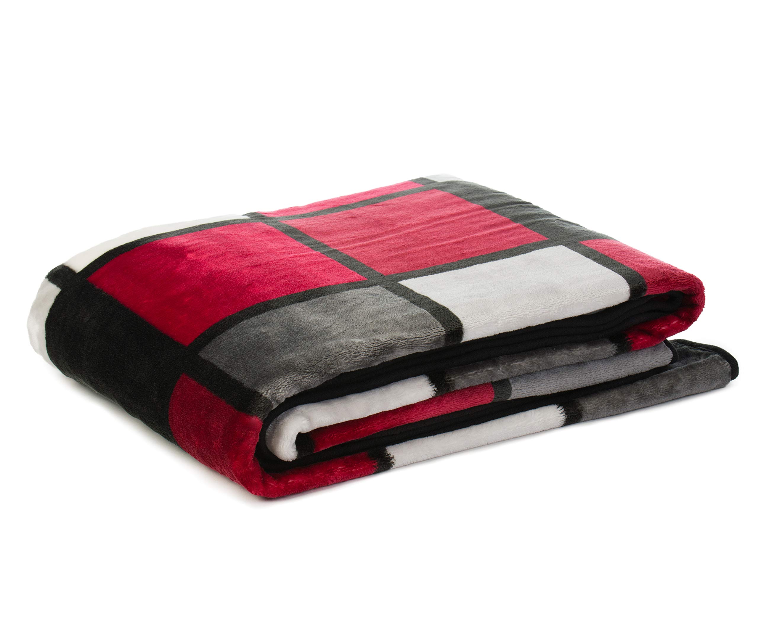 Gözze - coperta morbida, sensazione cashmere, tessuto spesso 500 g/m², antigua, 100% microfibra, 150 x 200 cm - rosso/bordeaux/nero/bianco