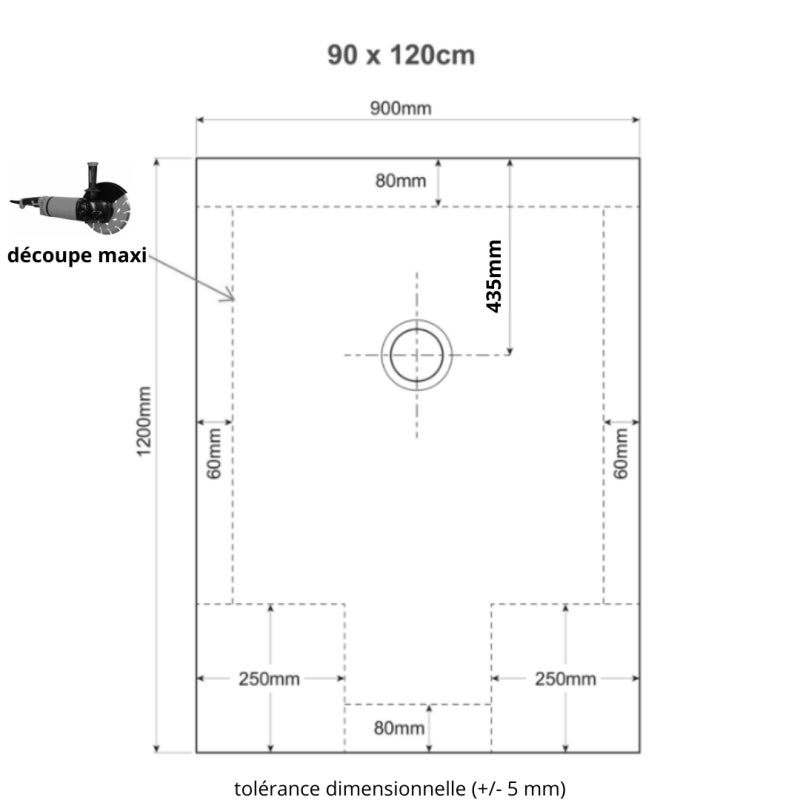 Receveur De Douche à Carreler 90x140 Cm - Solid Surface, Blanc, Extra Plat, Avec Bonde Et Cache