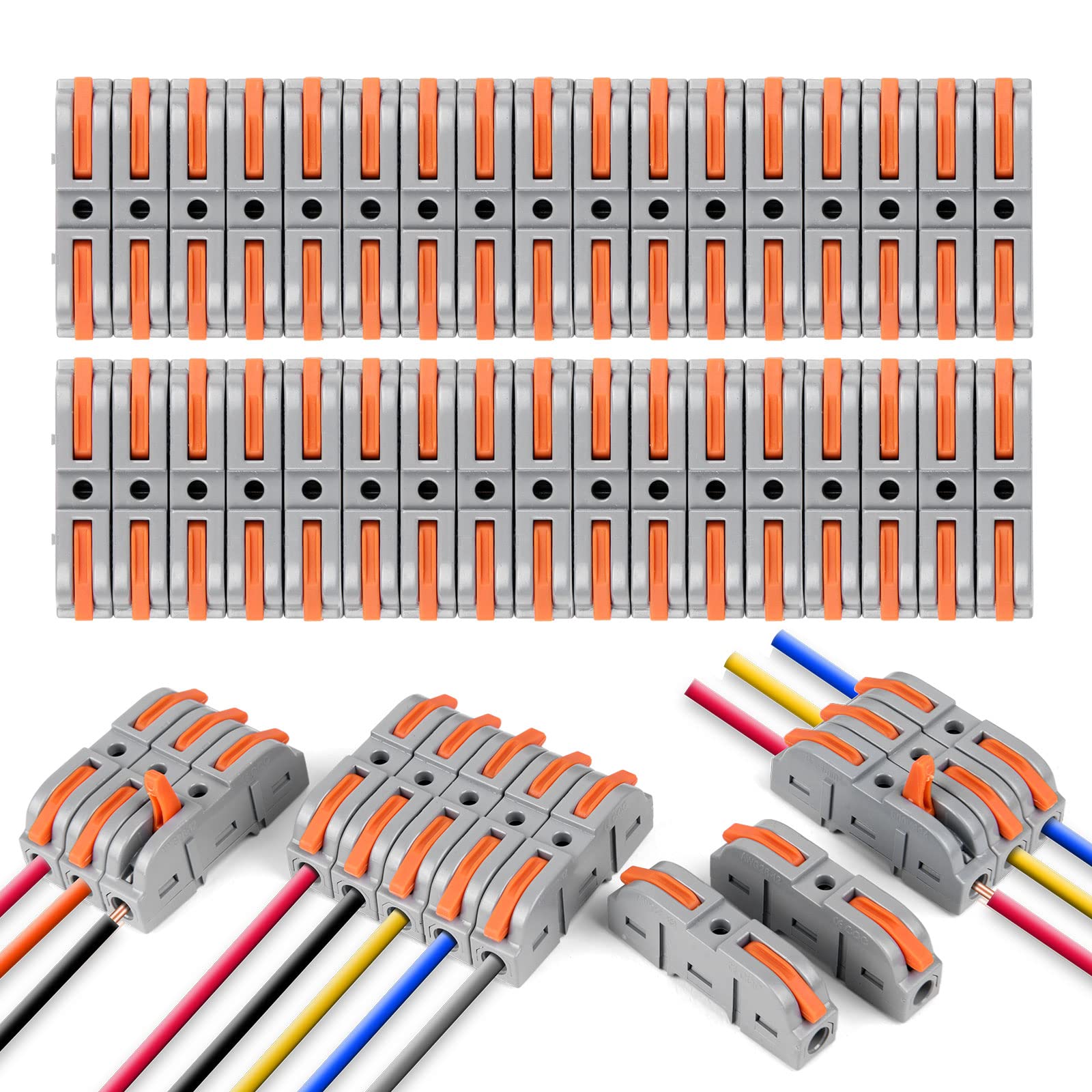 Złącza przewodów, 34 złącza elektryczne, dwuprzewodowe szybkozłącza, 2-pinowe, niestrzępiące się złącza wciskane
