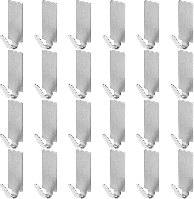 24 Pièces Crochets Adhesifs pour Cuisine Salle de Bain, Crochet Adhesif Serviette Sans Perçage Acier Inoxydable