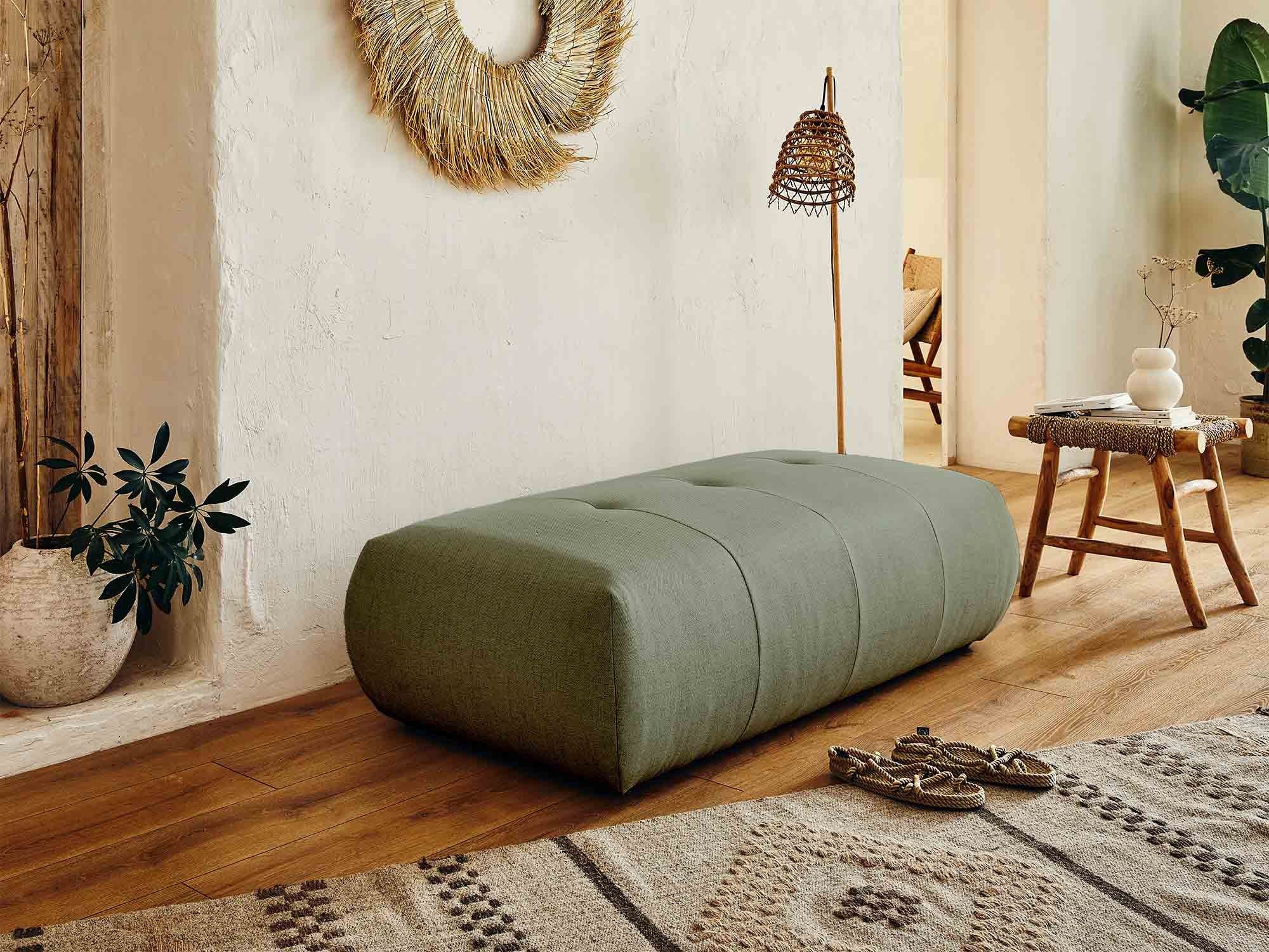 Pouf en tissu 131*68*42 cm vert sauge - ONYX - Best Mobilier - 2