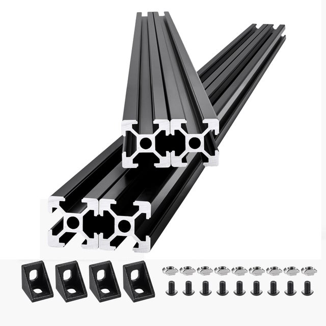 Profiles d'extrusion SucceBuy en aluminium 2020, lot 4, rails lineaires anodises norme europeenne avec rainure en T 1200 mm, robustes et polyvalents