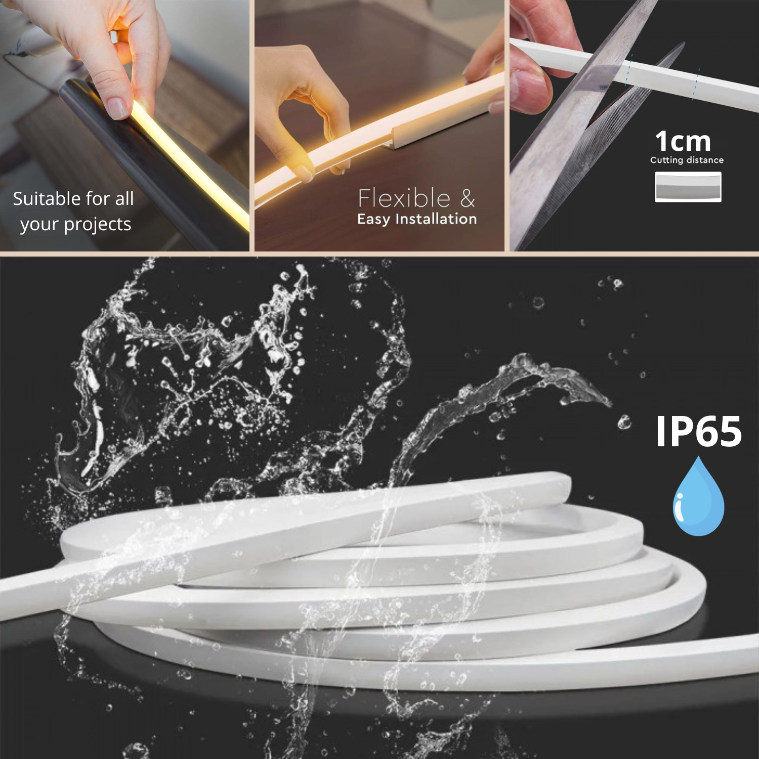 NEONFLEX LED flessibile IP65 24v 12w/m TAGLIO OGNI 1CM - Bobina 5m (Bianco Neutro 4000K) - 2