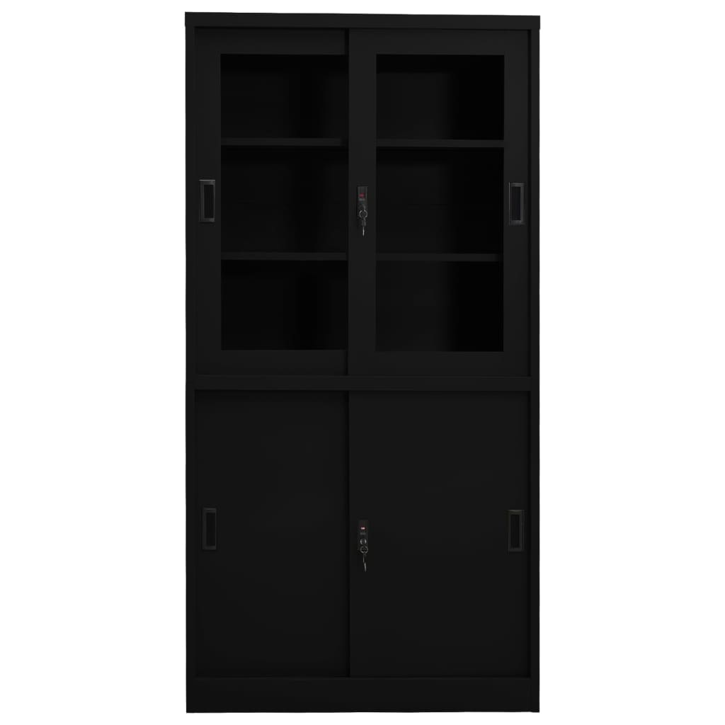 Armoire De Bureau En Acier VidaXL - 90x40x180 Cm, Porte Coulissante, étagères Réglables, Serrure, Blanc