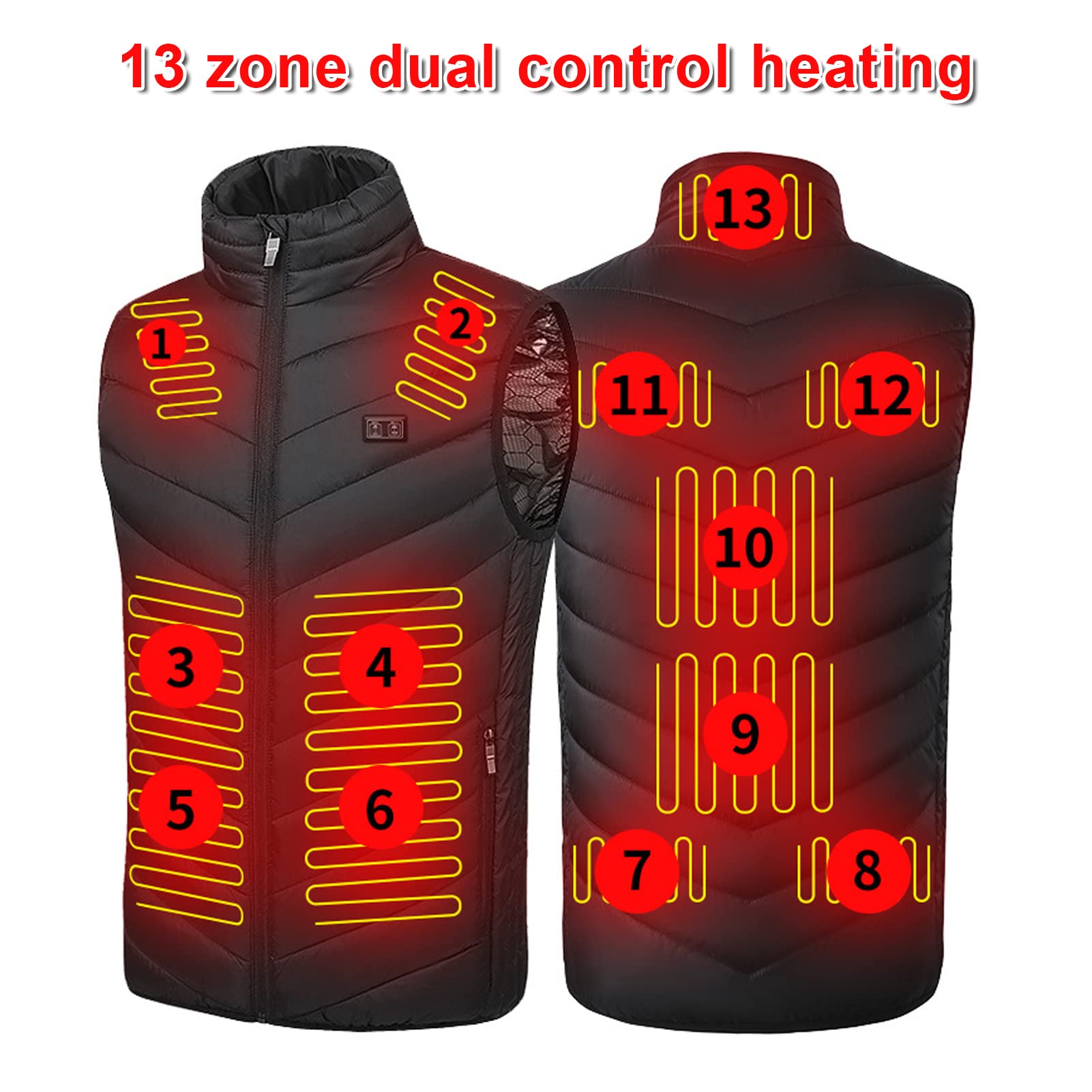 Gilet chauffant, gilet chauffant d'hiver, gilet chauffant électrique avec 3 niveaux de chauffage, vestes chauffantes pour hommes femmes en plein air(3 - 4