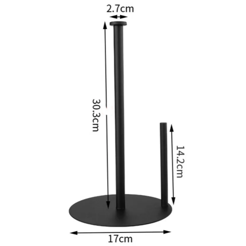 Portarrollos de cocina independiente de acero inoxidable negro para rollos estándar y grandes para cocina y mesa de comedor (negro) - 2