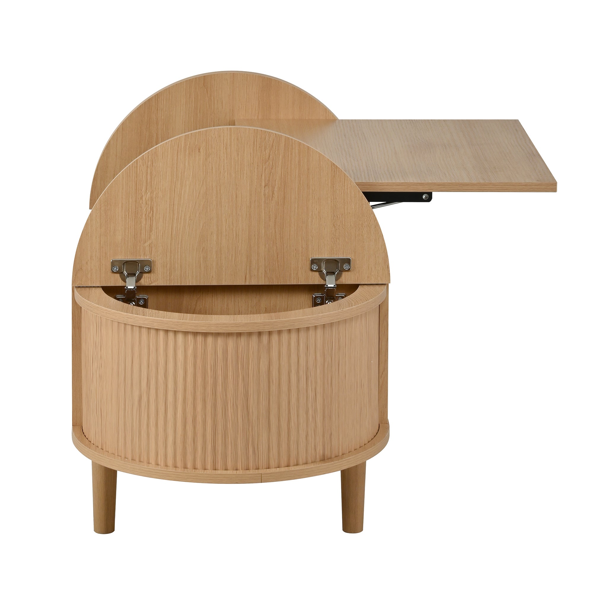 Table basse relevable multifonction 100x48x53,5cm avec rangement, style vintage multifonction pour salon, pieds en bois massif,couleur bois naturel - 7