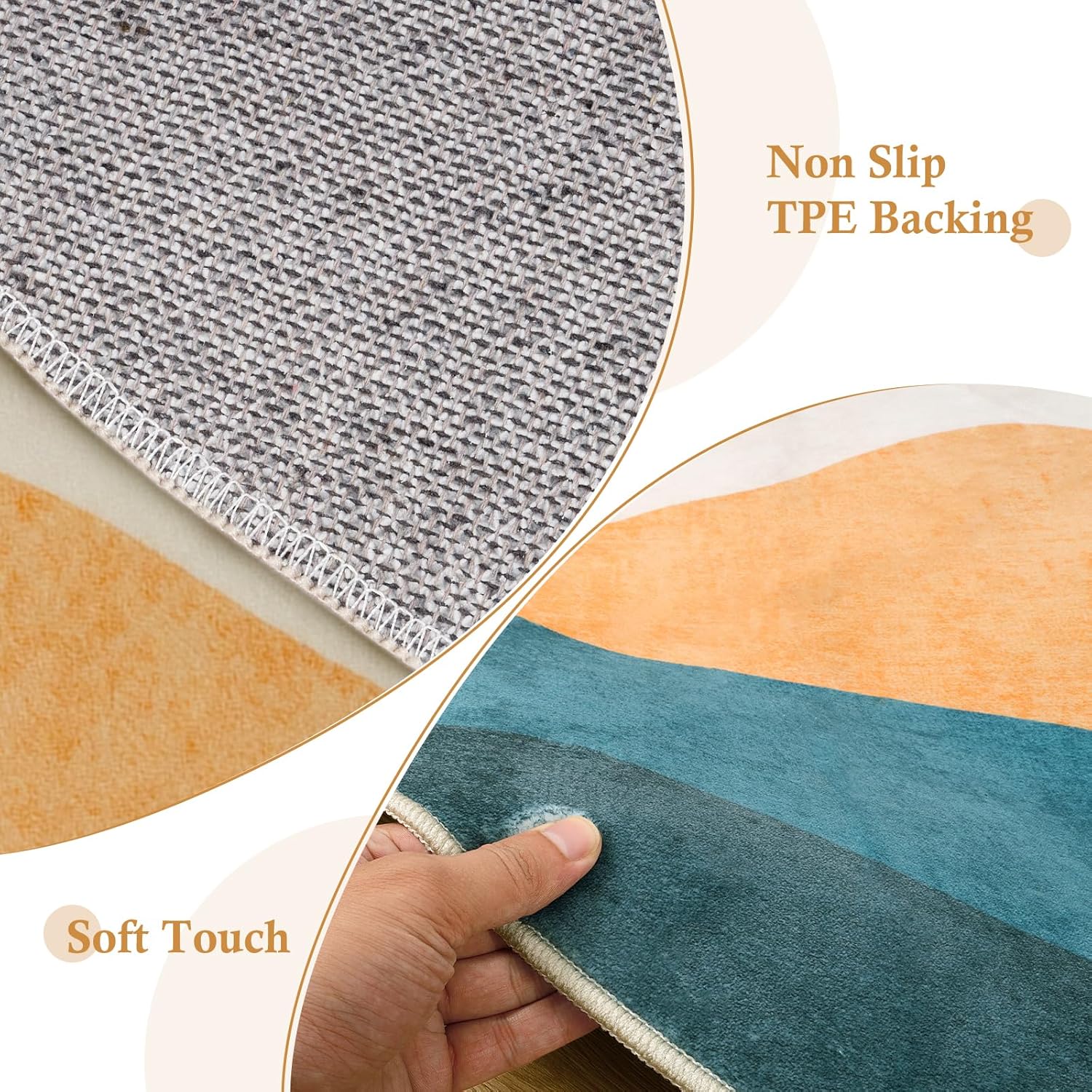 Tapis rond 100 cm, tapis doux, tapis de sol bohème lavable, tapis décoratif pour salon canapé salle de bain chambre chambre d'enfant - 3