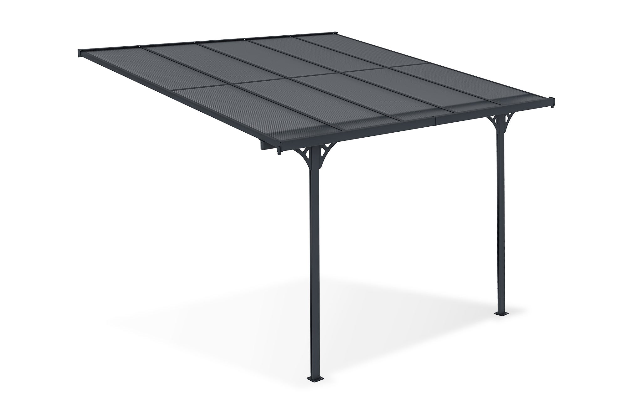 Pergola/Cochera adosada KLEO 3m x 3m aluminio Gris - 3