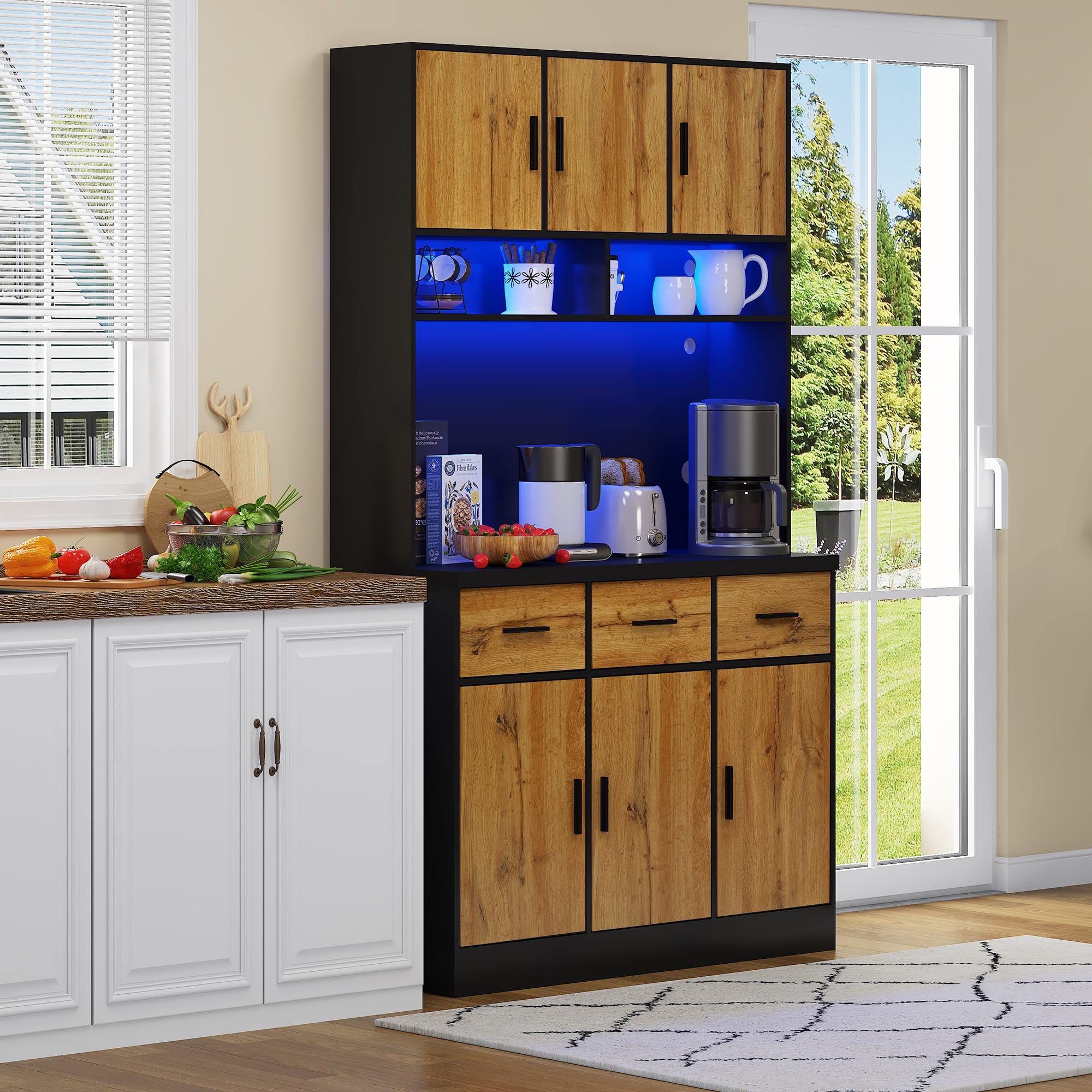 Buffet Haut Multifonction Avec LED T l command Meuble De Cuisine buffet-haut-multifonction-avec-led-t-l-command-meuble-de-cuisine