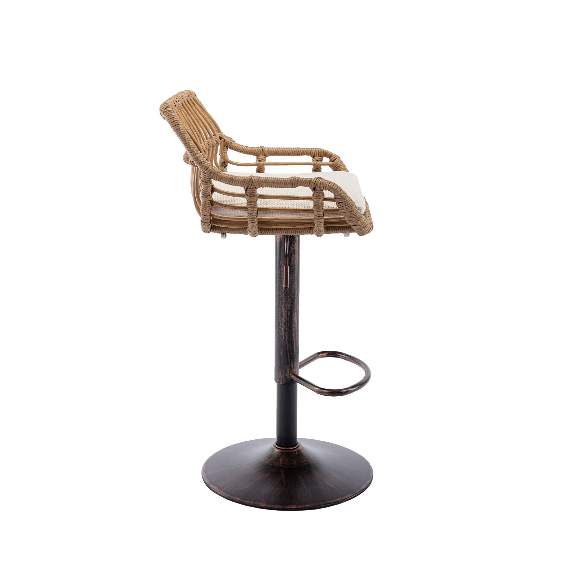 Ensemble de 2 tabourets de bar en rotin avec repose-pieds, chaises réglables, 49 x 48 x 89 cm, beige - 9