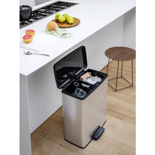 Poubelle de tri Decobin Duo 26 + 26L - Gris métalisé - CURVER - 3