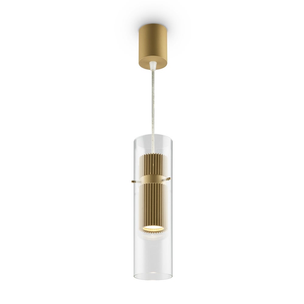 Lampa wisząca Dynamics mosiężno-złota 1xGU10x50W tuba wym: 150 x 8 x 32 cm szkło Maytoni