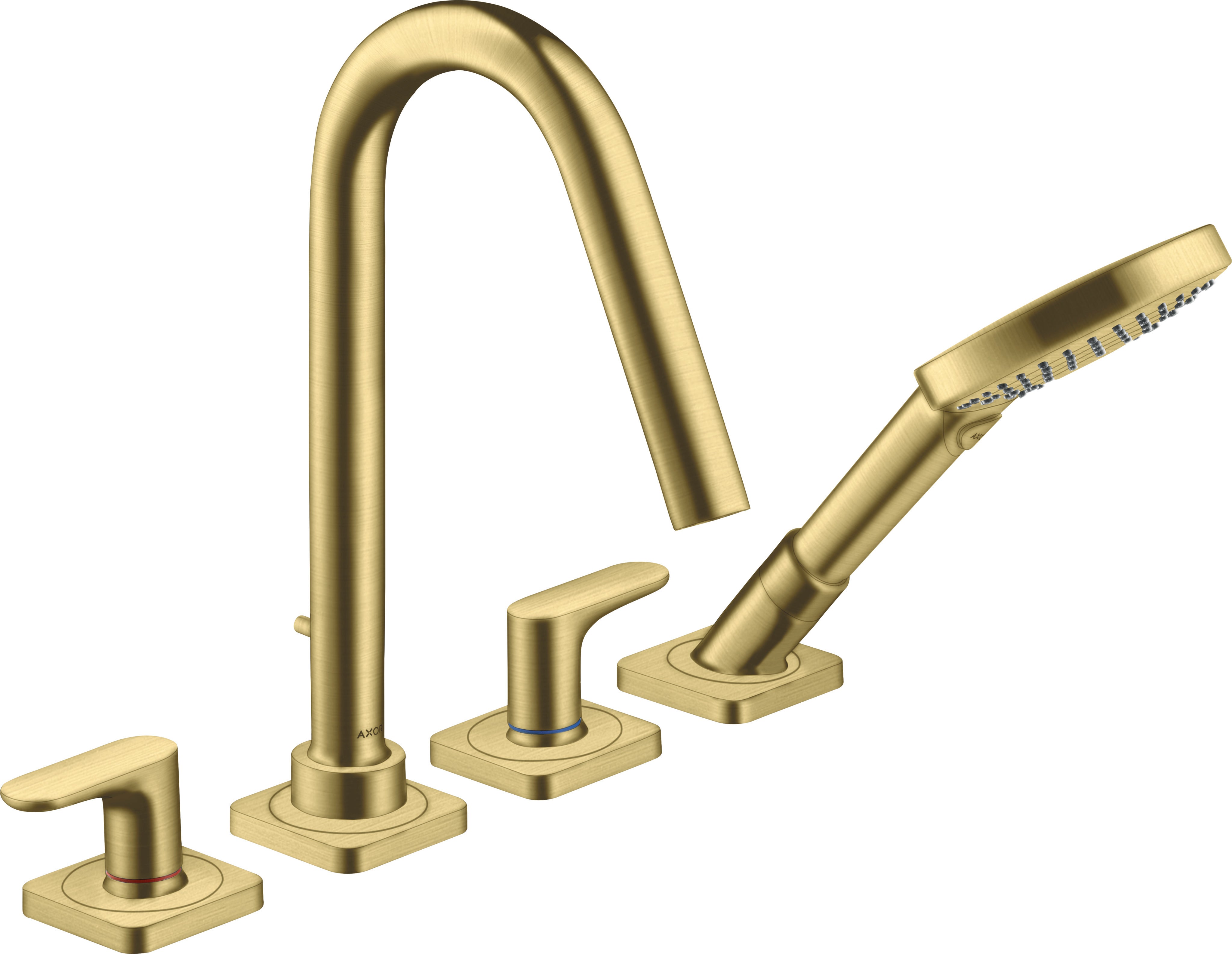 Hansgrohe axor citterio m canto de 4 agujeros con tiradores y rosetas, 34454950, color: brushed brass