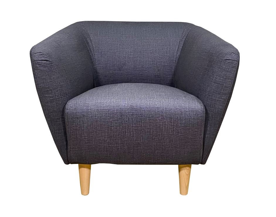 Fauteuil de salon Toilinux - Fauteuil Noor avec pieds en bois - Bleu