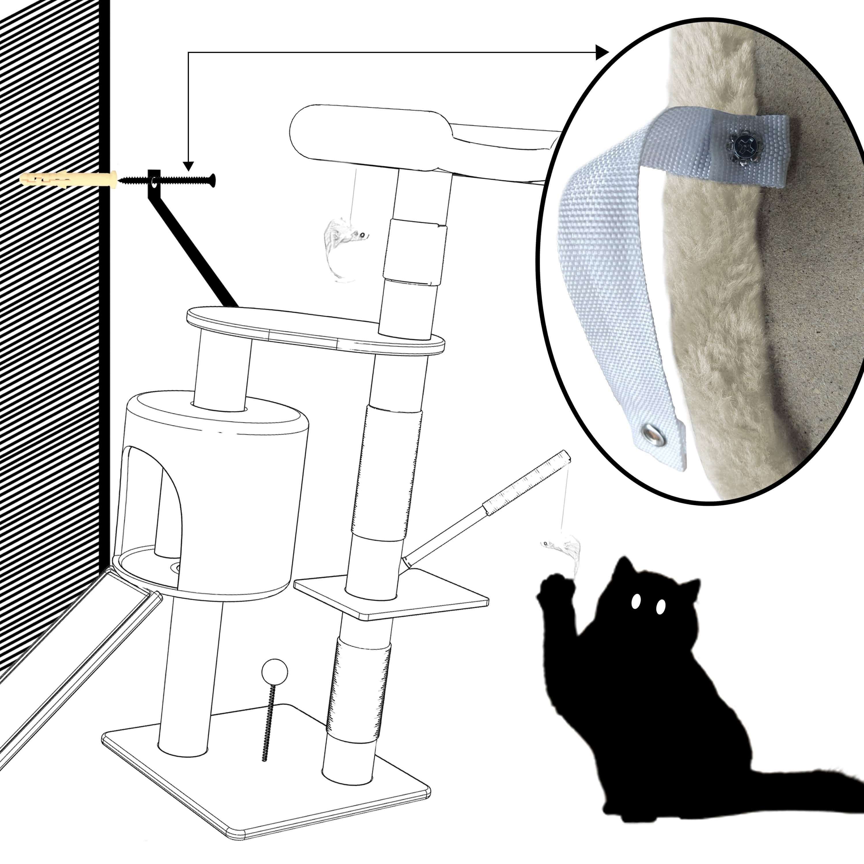 Arbre à chat hauteur 112cm avec griffoir, niche et plateforme - beige - arbre à grimper pour chats - VOUNOT® - 5