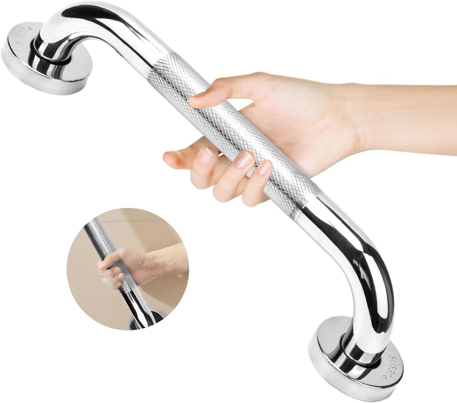 Poręcz łazienkowa ze stali nierdzewnej, antypoślizgowa poręcz bezpieczeństwa dla osób starszych, do wanny i schodów, 30 cm