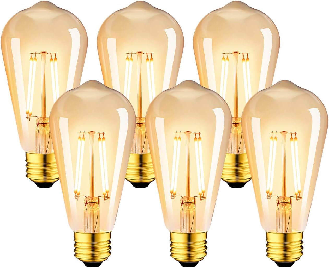 Żarówka LED E27 Vintage Edison 6W, żarnik ST64, ciepła biel 2700K (6 sztuk)