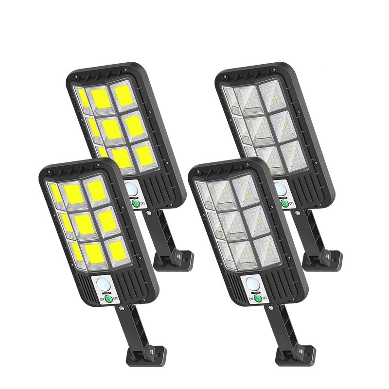 Zewnętrzna lampa solarna – Zewnętrzna lampa solarna 6 000 lm, 108 LED + COB, solarna lampa bezpieczeństwa, wodoodporna IP65, 3 tryby (pakiet 4 szt.)